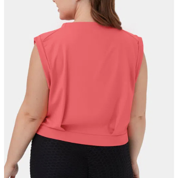NWT Halara Women's Crew Neck Sleeveless Cropped Yoga Tank Top Georgia Peach 3X - Picture 2 of 9